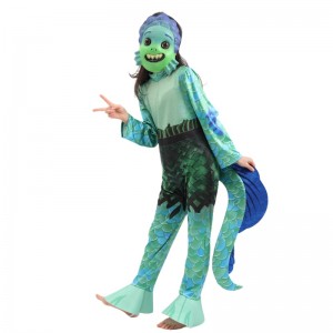 Children's Performance Costume Luca Carnival Jumpsuit and Face Cover for Kids