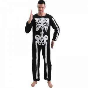 2022 Amazon Adult Jumpsuit Halloween Party Costume Jumpsuit with Skeleton Bone Print for Men