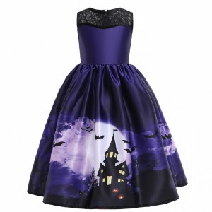 2022 Halloween Dress Bat Printed Sleeveless Vintage Dress