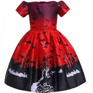 2022 Amazon Halloween Costume Cartoon Satin Print Children's Show Dress