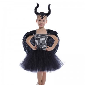 Amazon Hot Selling Girls Princess Fluffy Tutu Dresses Children Halloween Vampire Witch Cosplay Party Dress up